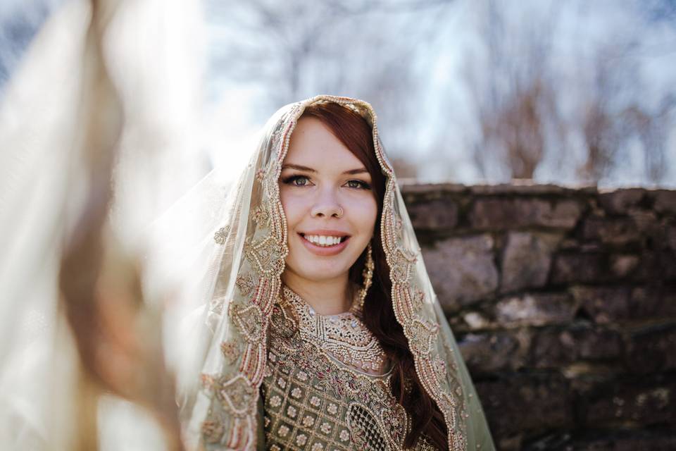 Bridal and veil shot