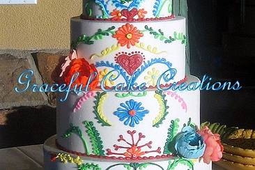 Wedding cake with fun flower design