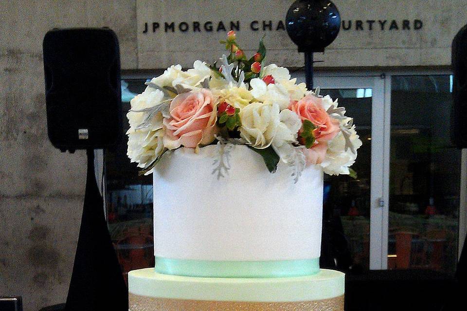 Wedding cake with spring flowers