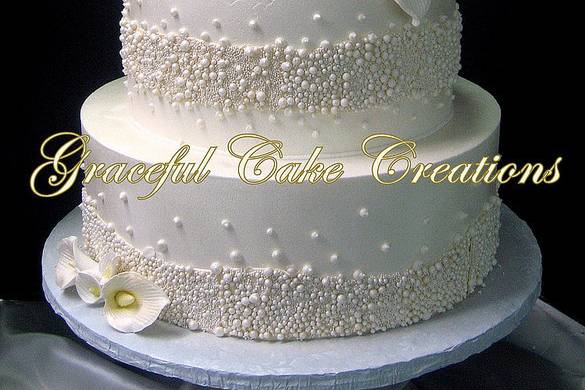 Wedding cake with white flowers