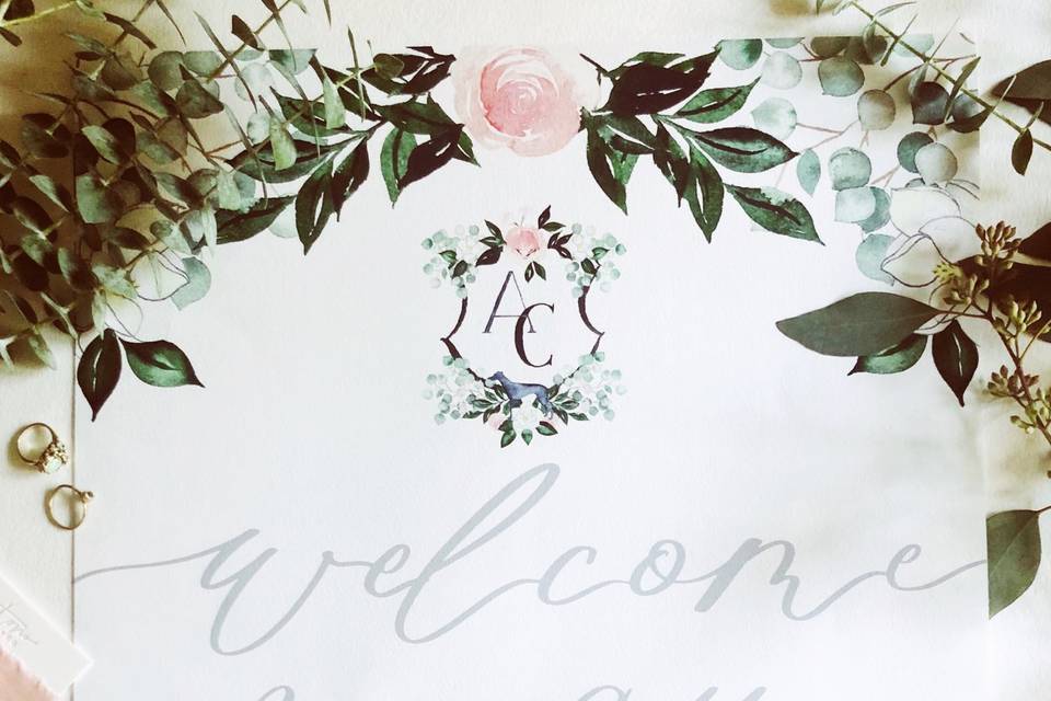 Hand painted welcome signage