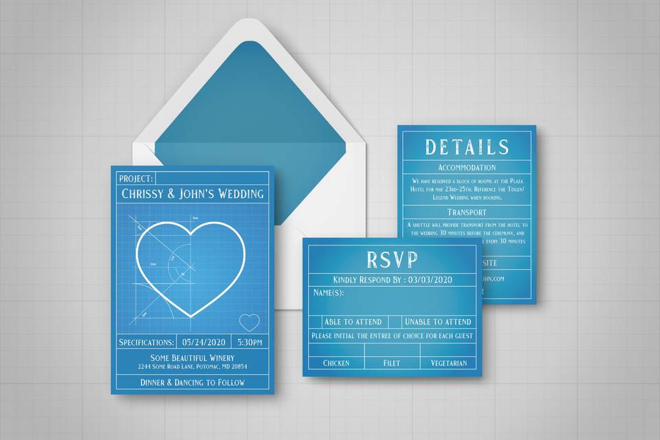 Love blueprint invitation