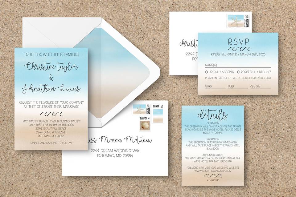 Shoreline invitation suite