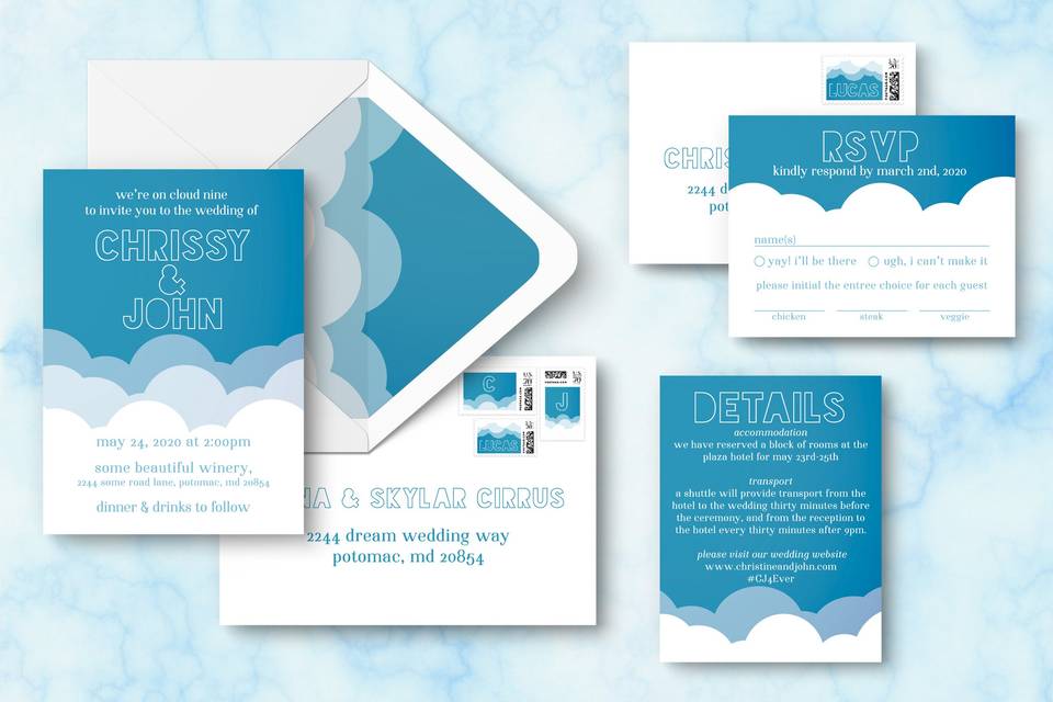 On cloud nine invitation suite