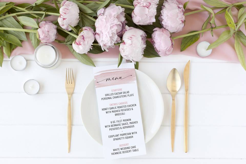 Watercolor romance menu 2