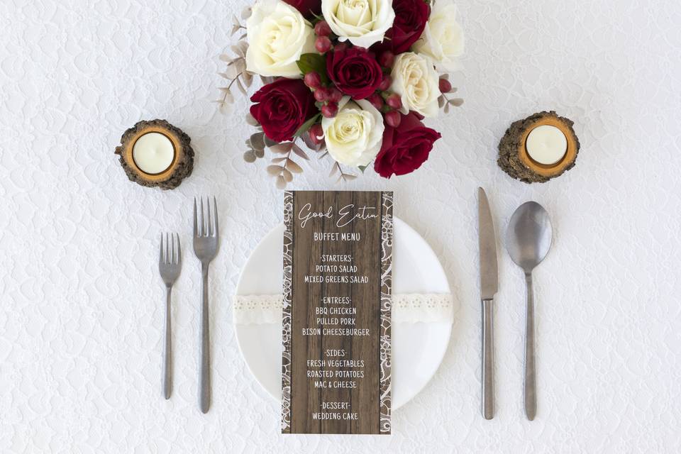 Rustic lace menu