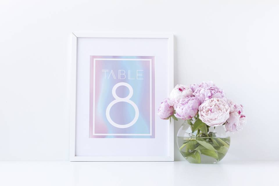 Iridescent table number