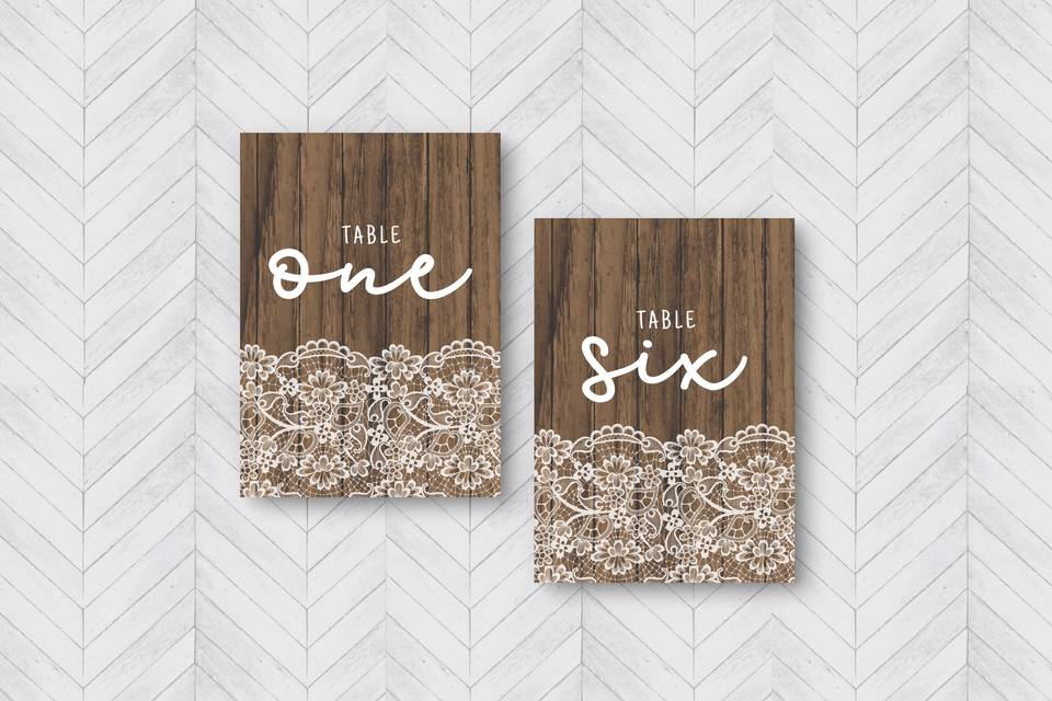 Rustic lace table numbers