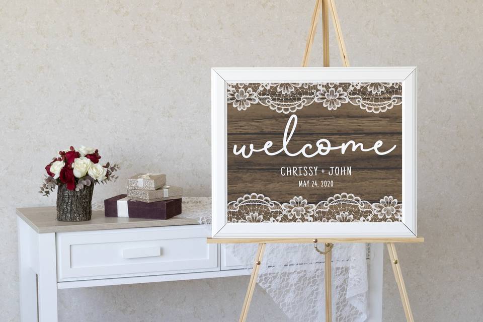 Rustic lace welcome