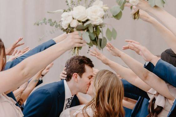 Newlyweds and Bridal Party