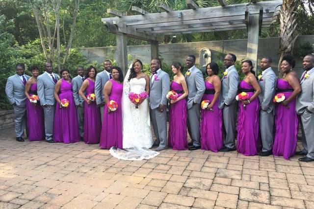 Couple with the bridesmaids and groomsmen
