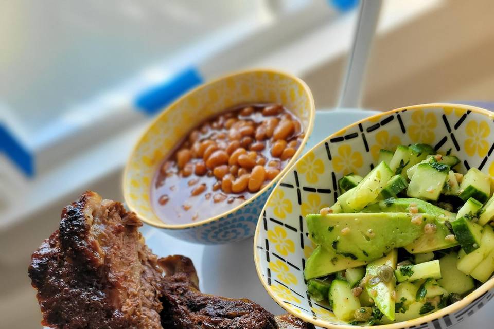 Beef BBQ Ribs and Baked Beans