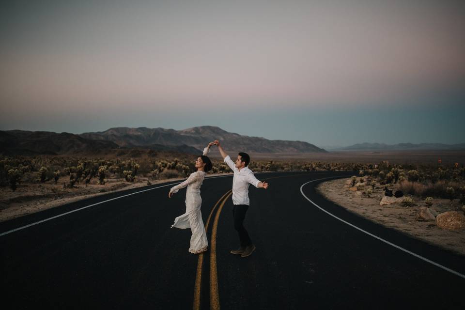 Sunset dance at Joshua Tree