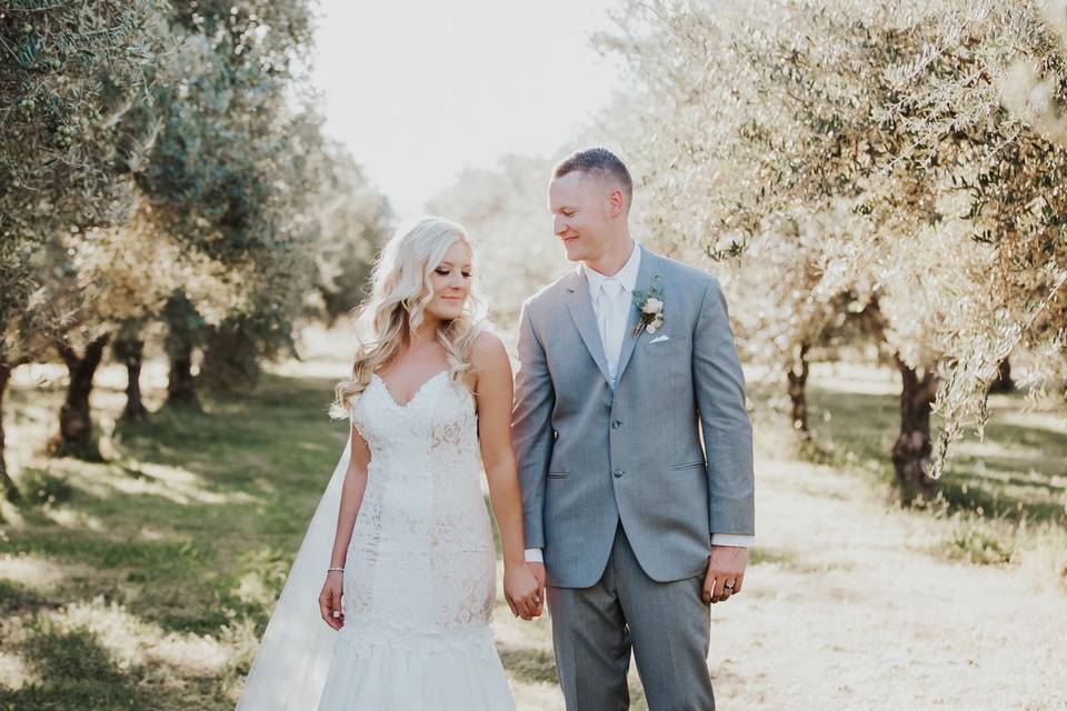 Bride and Groom in Olive