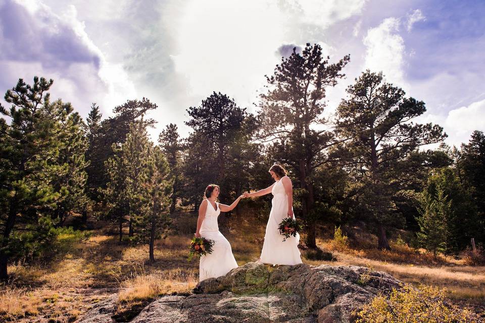 Brides with mountain views