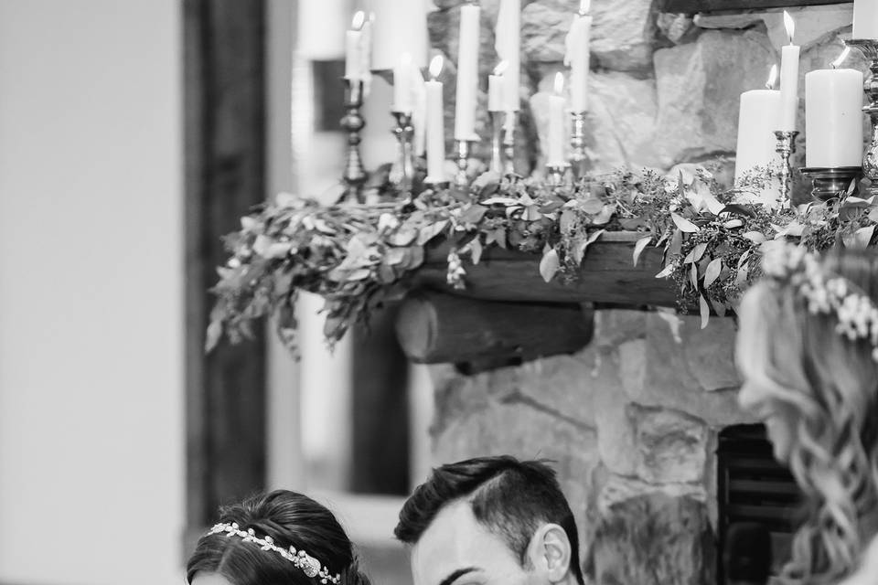 Bride and groom at lodge
