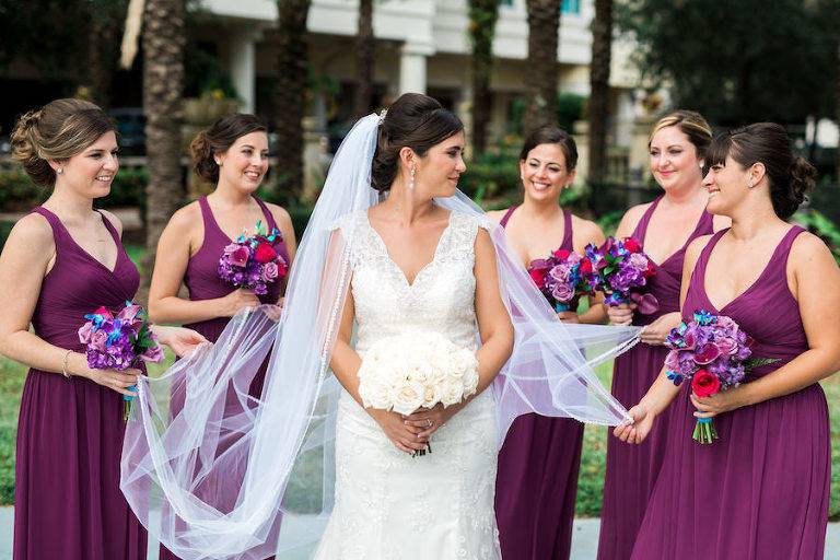 Bride and bridesmaids