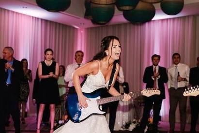 Bride jamming with the band!