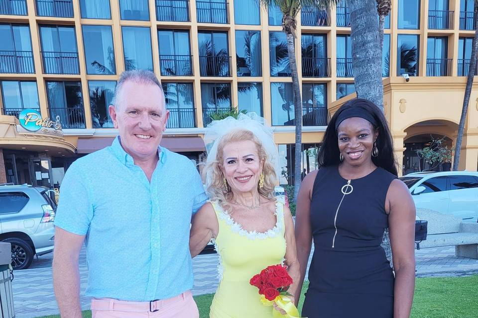 Married in front of the hotel