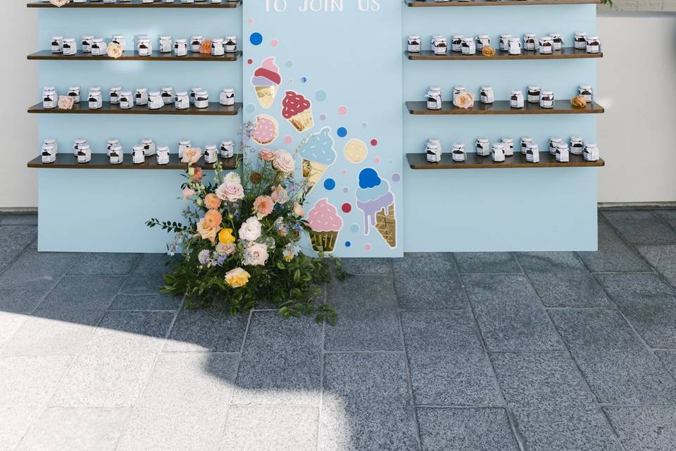 Colorful escort wall
