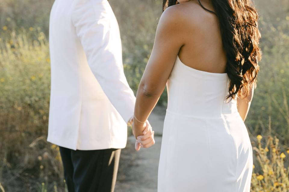 Bride and groom walking