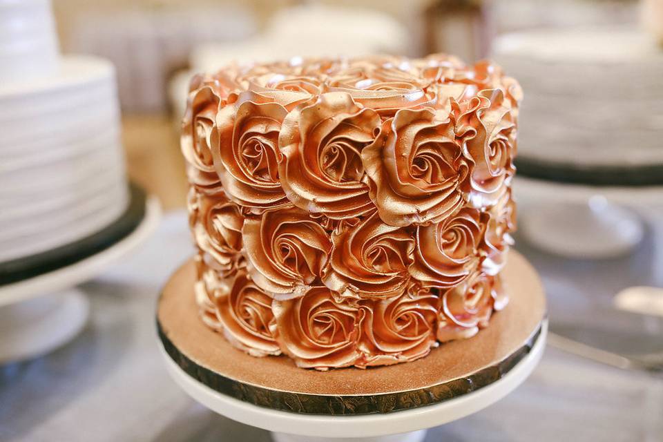 Rose gold rosette cake