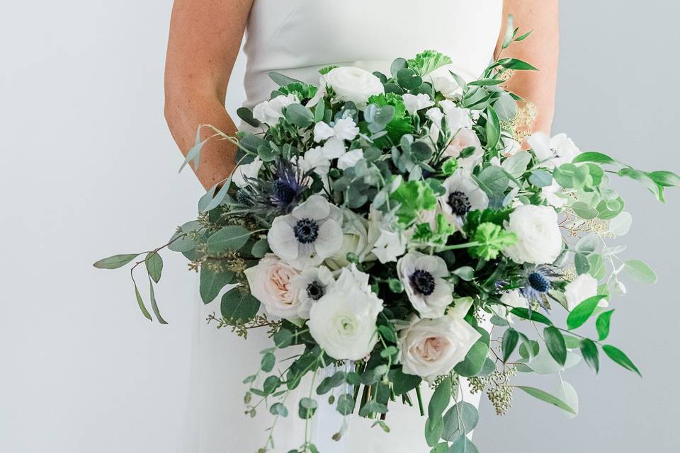 Touch of blue bridal bouquet