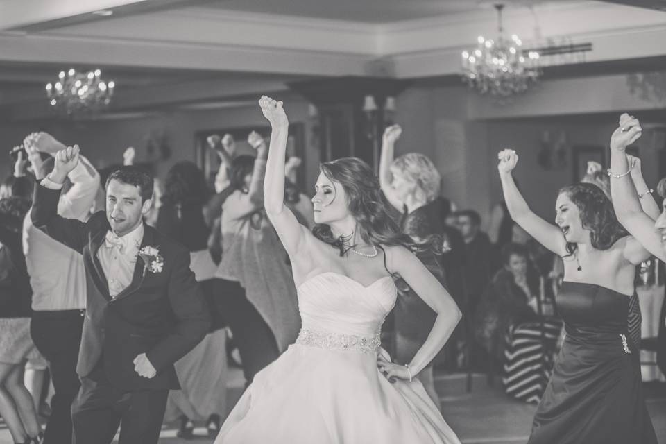 Bride & Groom Partying B&W