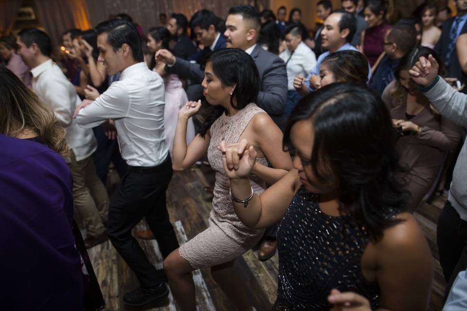 Dance party in ballroom