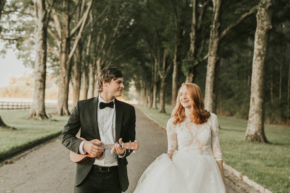 Groom serenades his bride