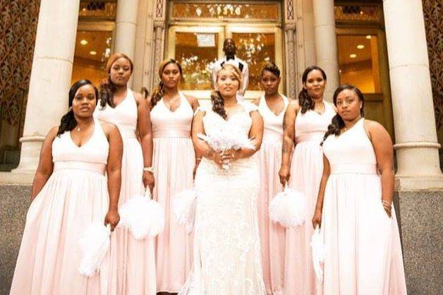 The bride with her bridesmaids