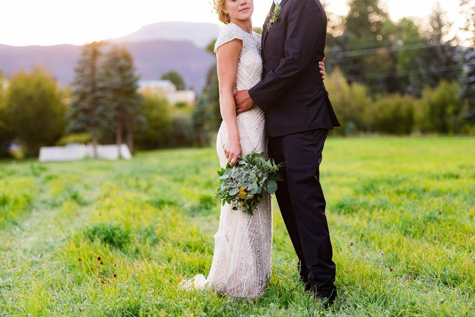 Ceremony meadow at sunset.