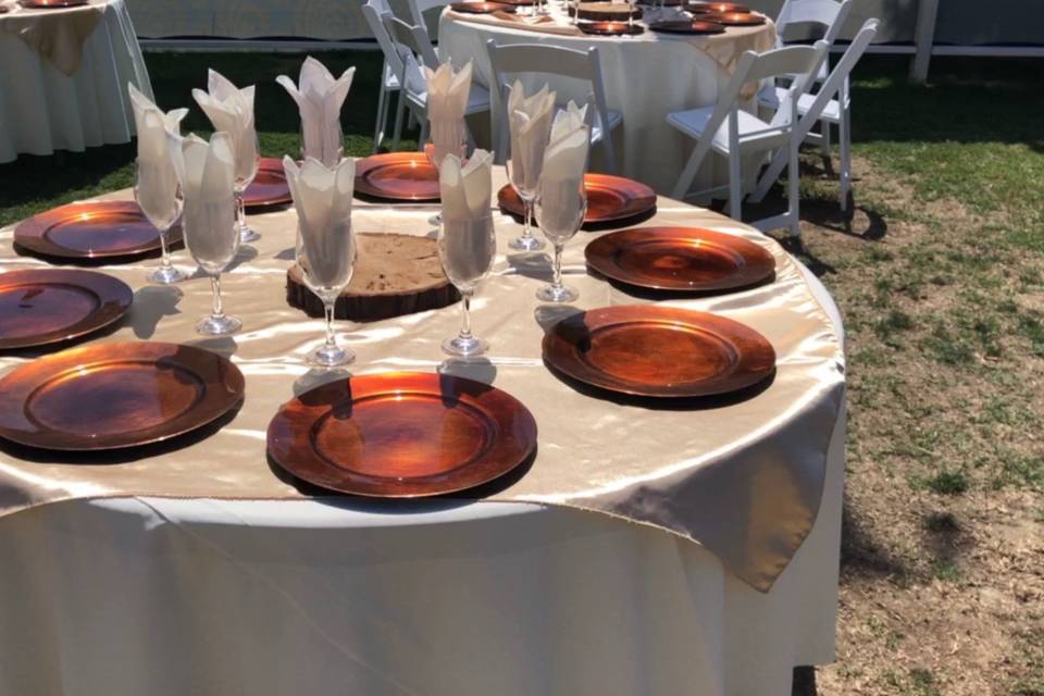 Table, Linen and Dinnerware