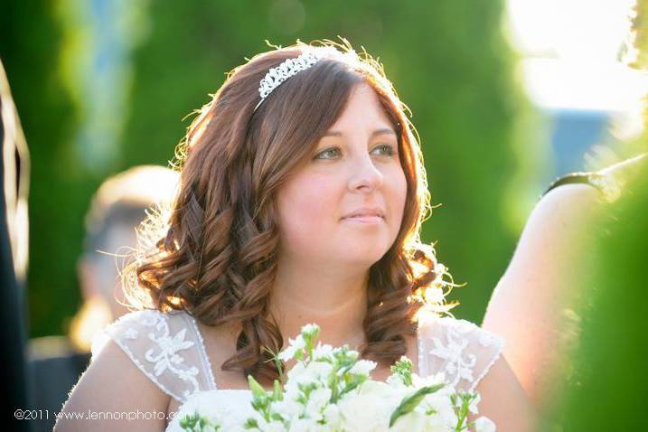 Bride walking on the aisle