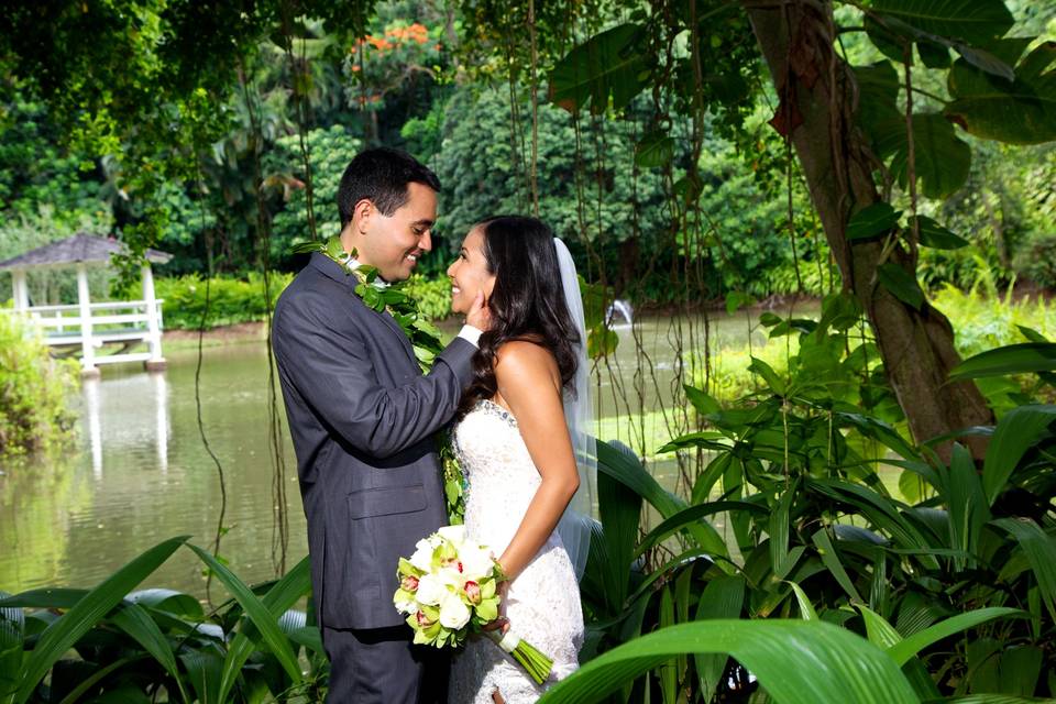 Couple by the garden