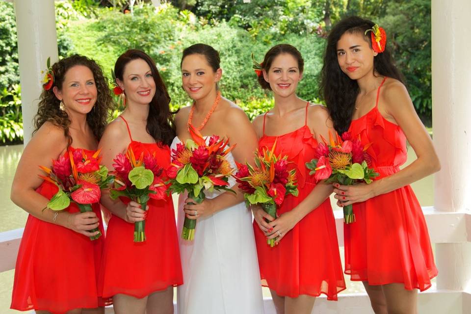 The bride and bridesmaids