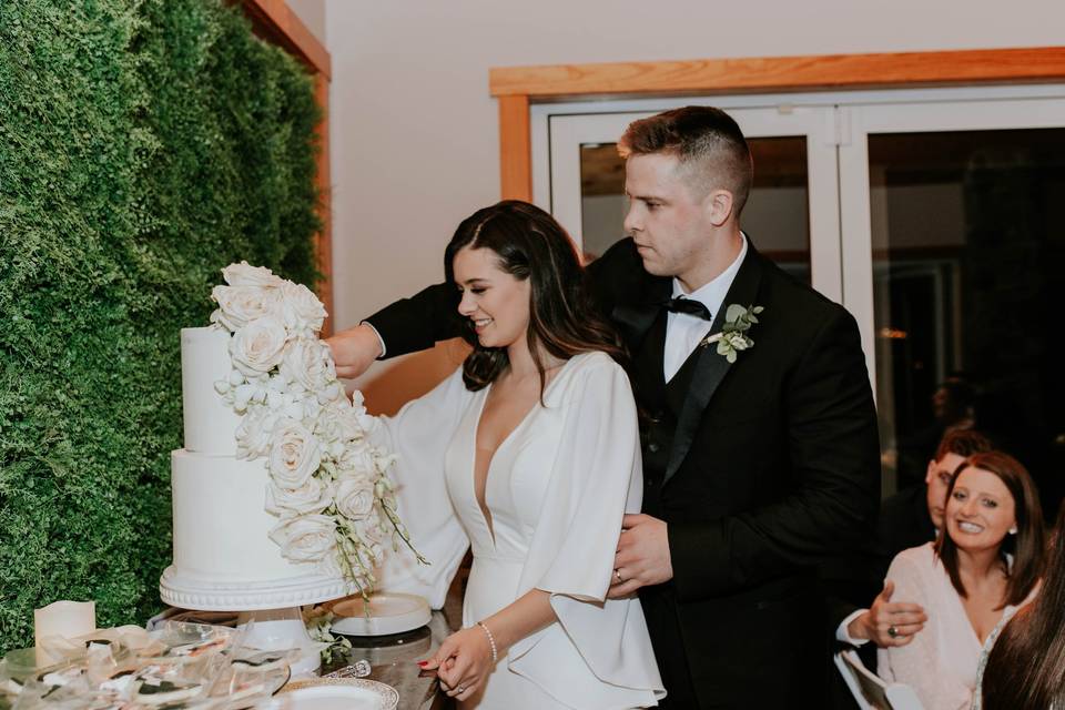 Newly Married Cutting Cake
