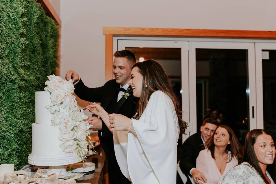 Newly Married Cutting Cake