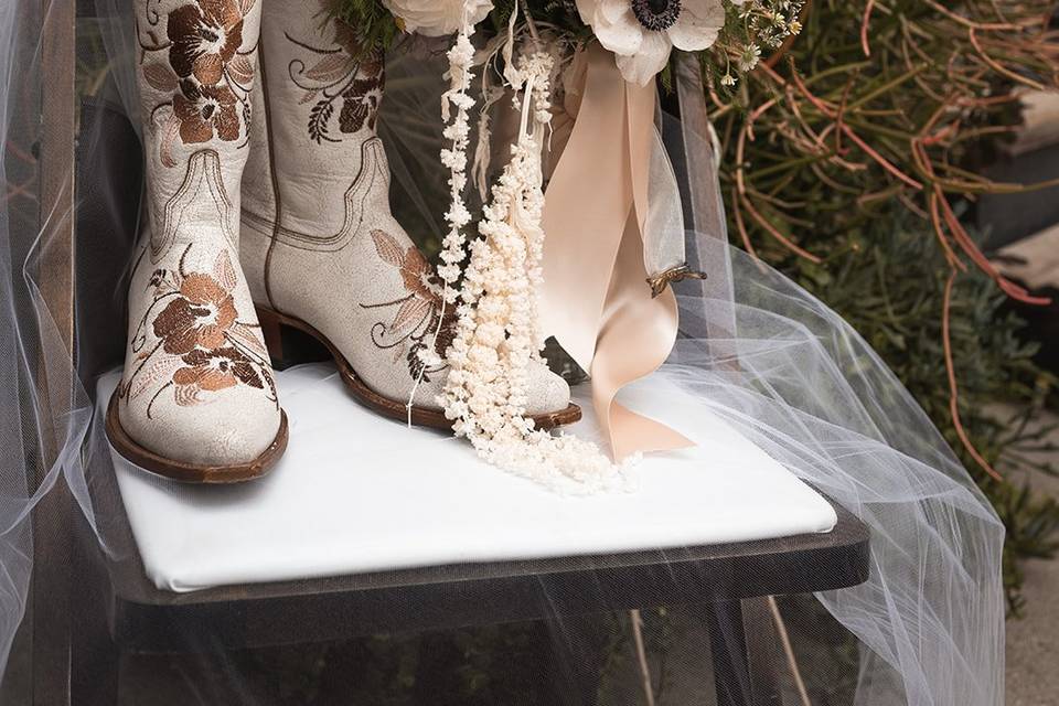 Bouquet and boots