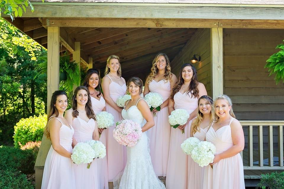 The bride with her bridesmaids