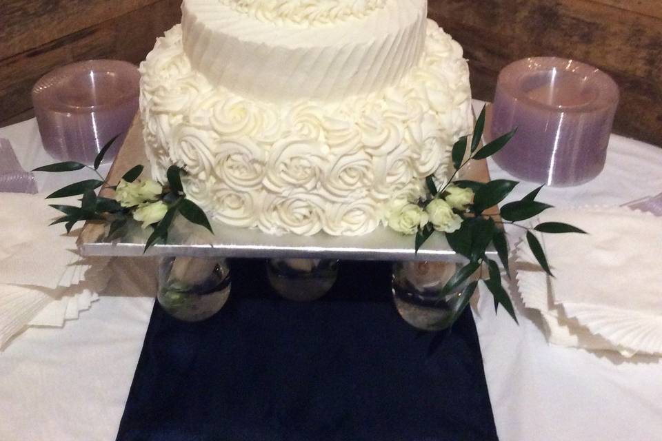 Multiple layered wedding cake