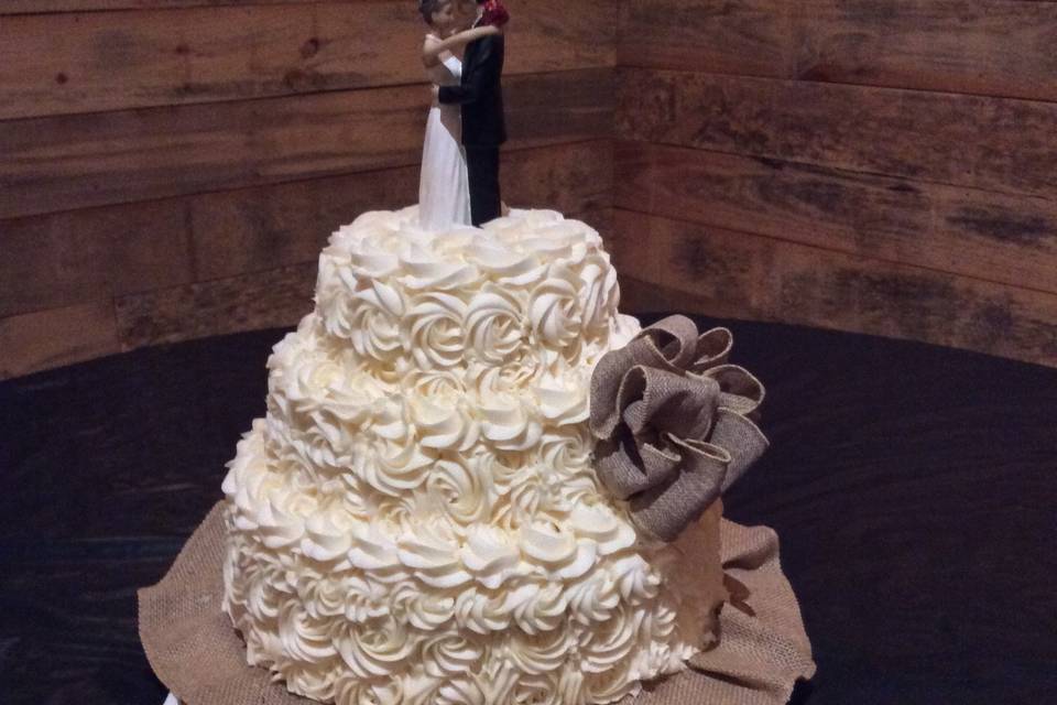 Multiple layered wedding cake