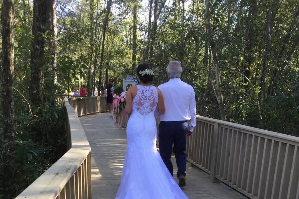 Walking to meet the groom