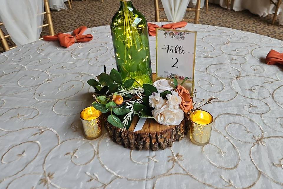 Wine Bottle w/ Flowers