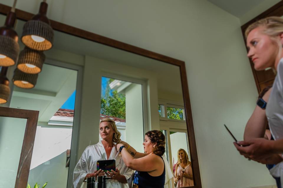 Bride getting ready