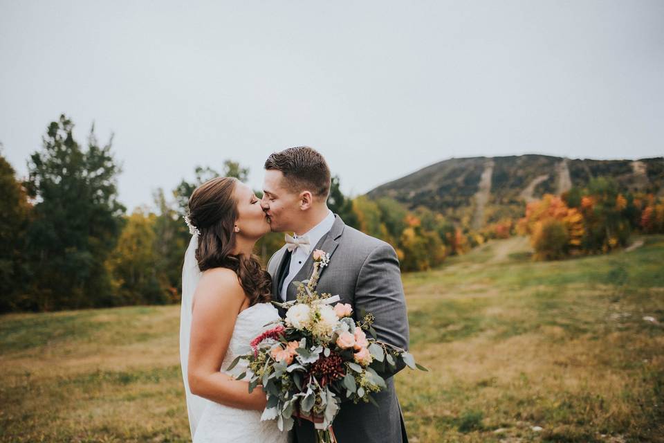 Newlyweds kiss