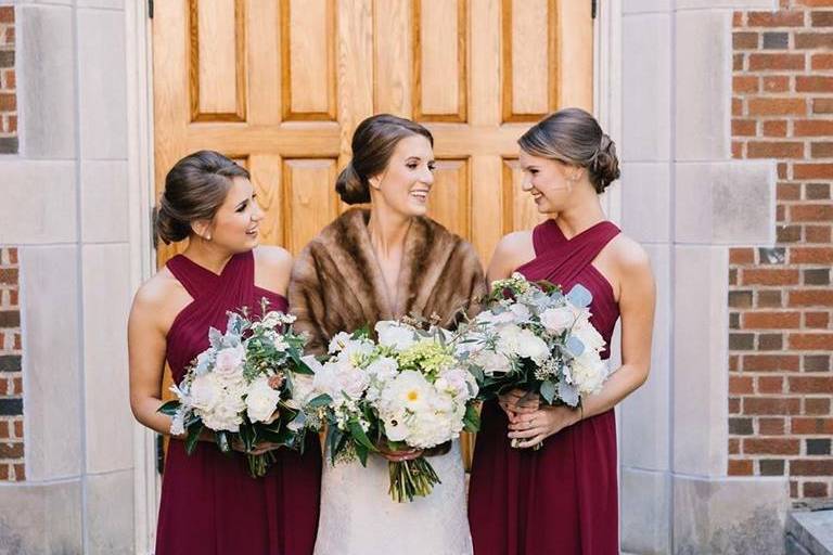 Bride and bridesmaid