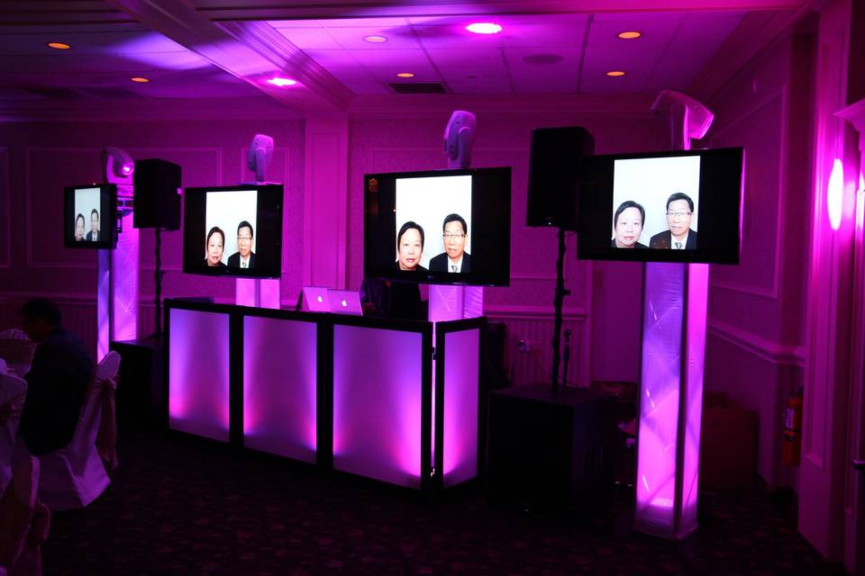 DJ booth and slideshows