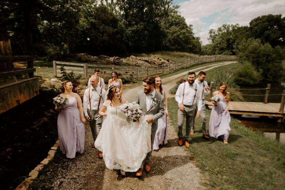 Candid bridal party