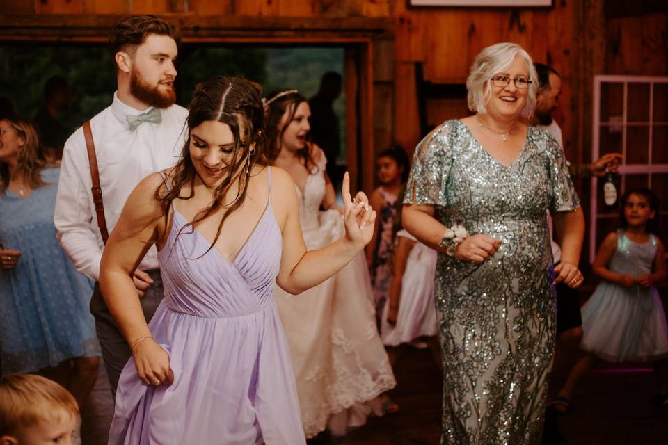 Dancing at barn reception